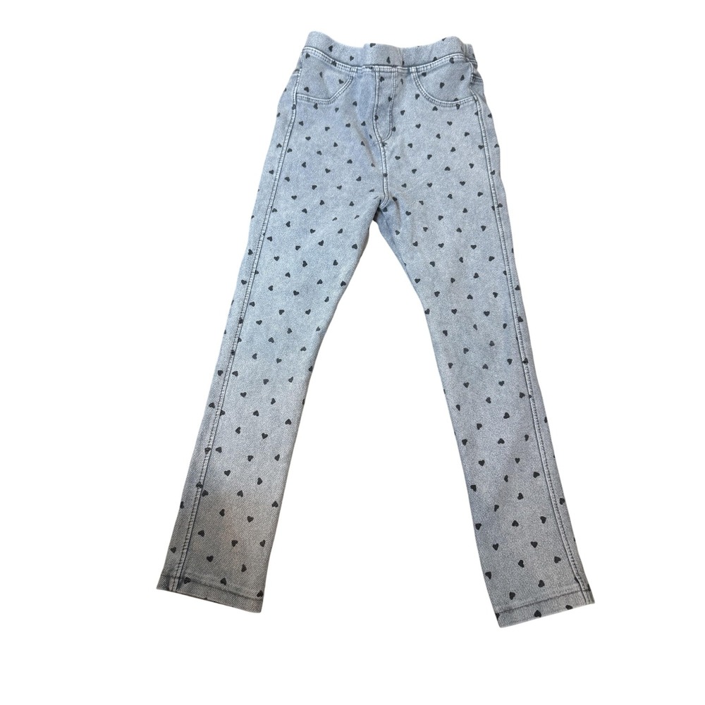 Zara Pants Girls‎ 4-5 Gray Heart Print Jeggings Stretch Skinny Pull On